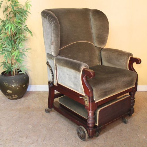 VICTORIAN MAHOGANY RECLINING INVALIDS WING ARMCHAIR - ADDITIONAL PHOTO 13