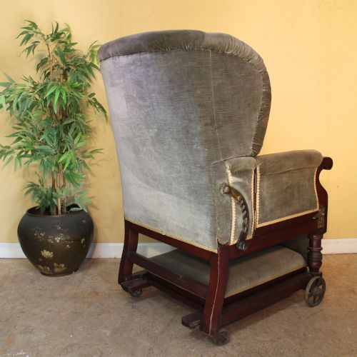 VICTORIAN MAHOGANY RECLINING INVALIDS WING ARMCHAIR - ADDITIONAL PHOTO 14