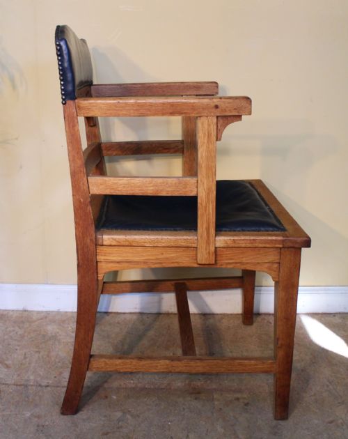 PAIR OF GOTHIC ARTS CRAFTS OAK DESK CHAIRS - ADDITIONAL PHOTO 9