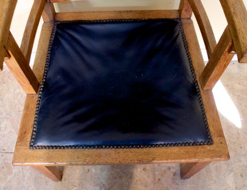 PAIR OF GOTHIC ARTS CRAFTS OAK DESK CHAIRS - ADDITIONAL PHOTO 14