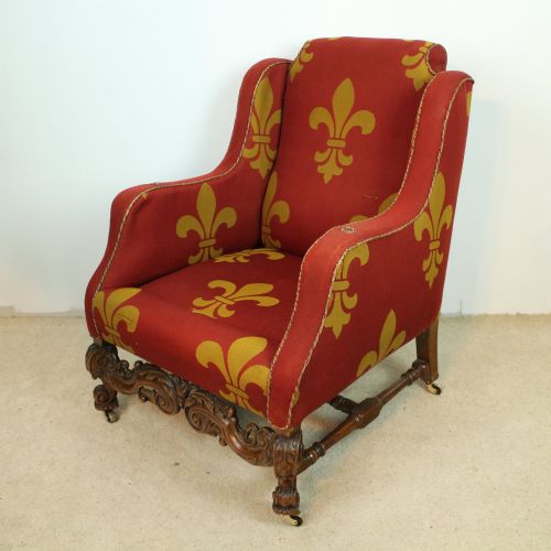 A 19TH CENTURY CARVED OAK WINGBACK READING CHAIR - ADDITIONAL PHOTO 2