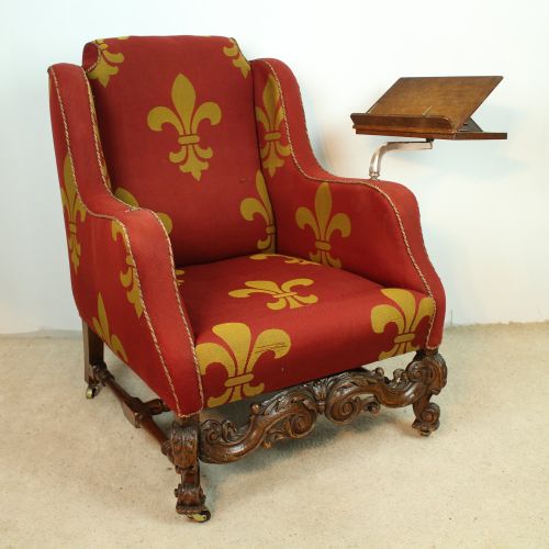 A 19TH CENTURY CARVED OAK WINGBACK READING CHAIR - ADDITIONAL PHOTO 4
