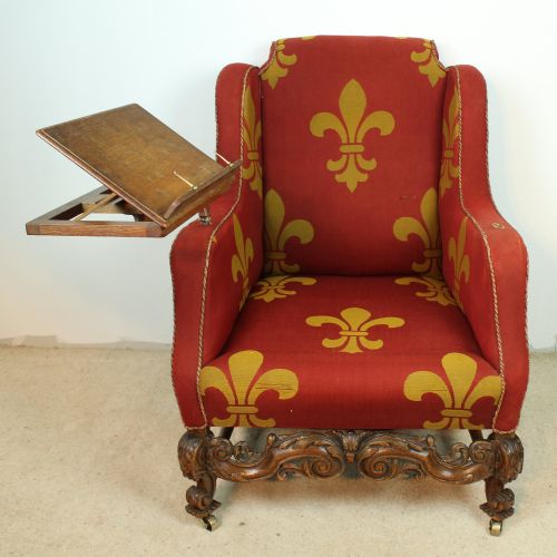 A 19TH CENTURY CARVED OAK WINGBACK READING CHAIR - ADDITIONAL PHOTO 5