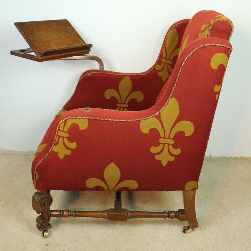 A 19TH CENTURY CARVED OAK WINGBACK READING CHAIR - ADDITIONAL PHOTO 6