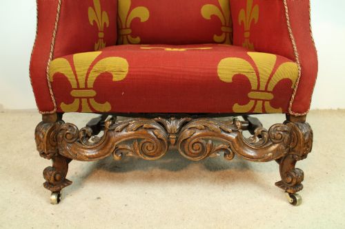 A 19TH CENTURY CARVED OAK WINGBACK READING CHAIR - ADDITIONAL PHOTO 9