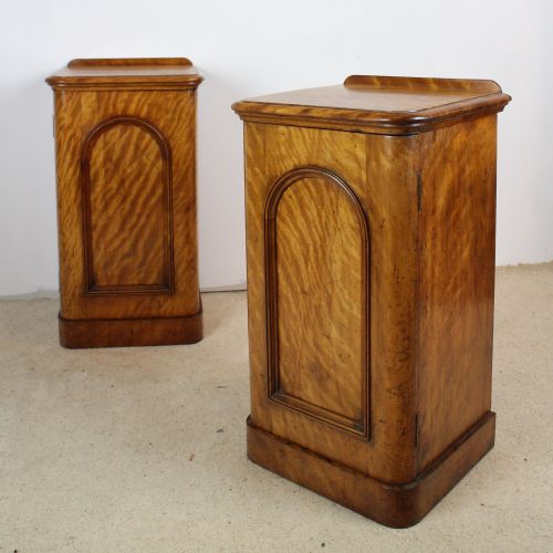 pair of victorian satin walnut bedside cabinets - CATEGORY: ANTIQUE CABINETS - DATED VICTORIAN