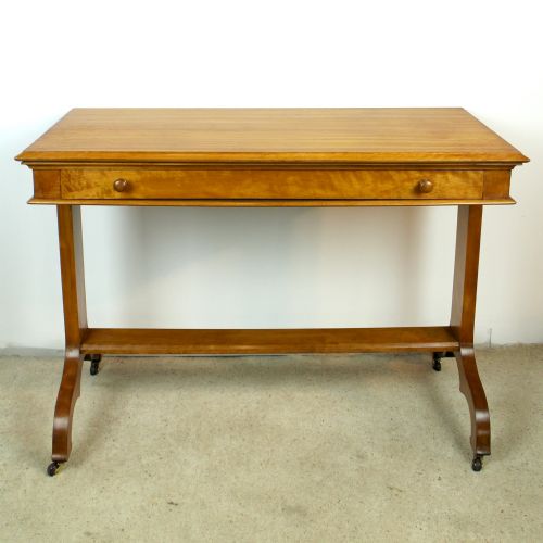 VICTORIAN SATIN WALNUT LIBRARY TABLE BY WYLIE LOCHHEAD - ADDITIONAL PHOTO 1