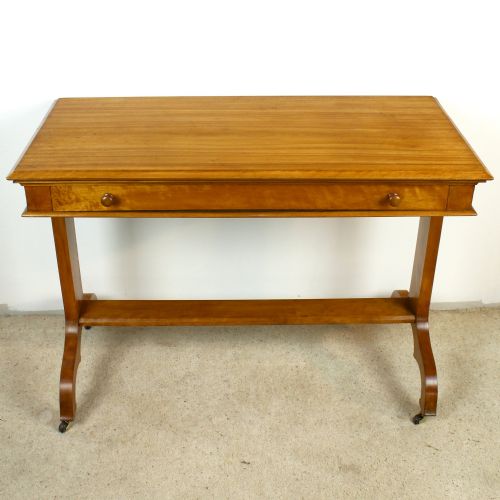 VICTORIAN SATIN WALNUT LIBRARY TABLE BY WYLIE LOCHHEAD - ADDITIONAL PHOTO 3