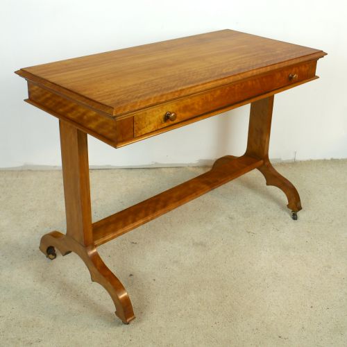 victorian satin walnut library table by wylie lochhead - CATEGORY: ANTIQUE TABLES - DATED VICTORIAN