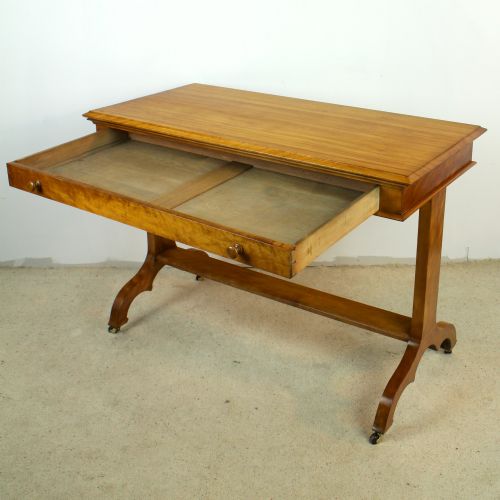 VICTORIAN SATIN WALNUT LIBRARY TABLE BY WYLIE LOCHHEAD - ADDITIONAL PHOTO 7