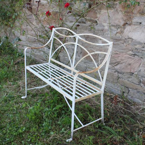 ANTIQUE REGENCY WROUGHT IRON GARDEN SEAT BENCH - ADDITIONAL PHOTO 1