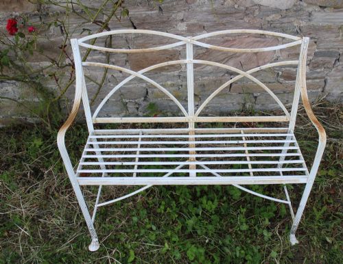 ANTIQUE REGENCY WROUGHT IRON GARDEN SEAT BENCH - ADDITIONAL PHOTO 3
