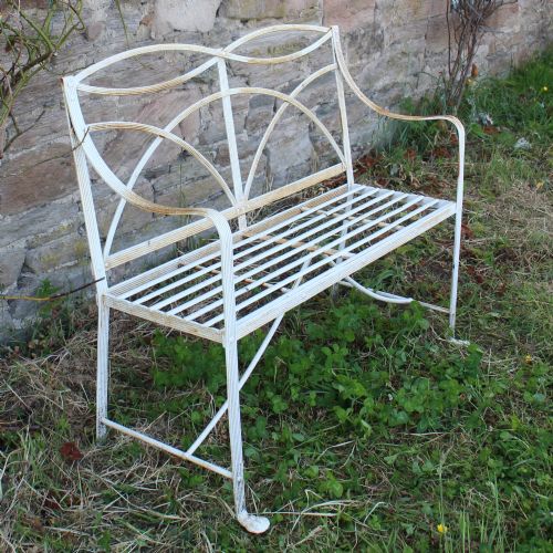 ANTIQUE REGENCY WROUGHT IRON GARDEN SEAT BENCH - ADDITIONAL PHOTO 2