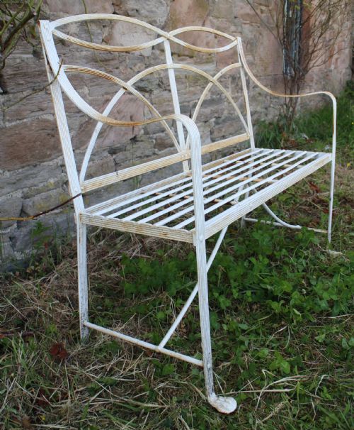 ANTIQUE REGENCY WROUGHT IRON GARDEN SEAT BENCH - ADDITIONAL PHOTO 4