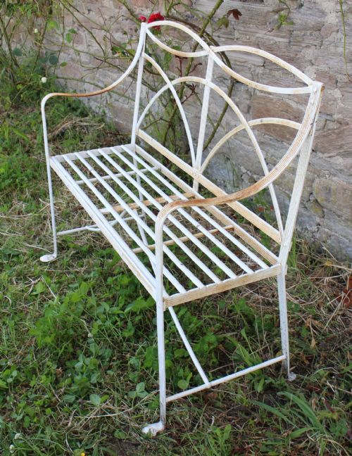 ANTIQUE REGENCY WROUGHT IRON GARDEN SEAT BENCH - ADDITIONAL PHOTO 5