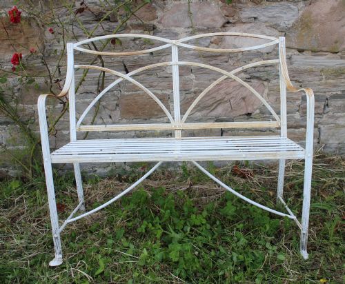 ANTIQUE REGENCY WROUGHT IRON GARDEN SEAT BENCH - ADDITIONAL PHOTO 6