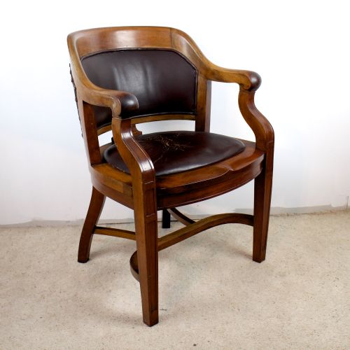 VICTORIAN WALNUT BOW BACK WIDE DESK ARM CHAIR - ADDITIONAL PHOTO 2