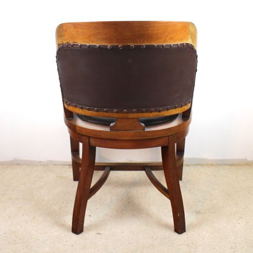 VICTORIAN WALNUT BOW BACK WIDE DESK ARM CHAIR - ADDITIONAL PHOTO 4