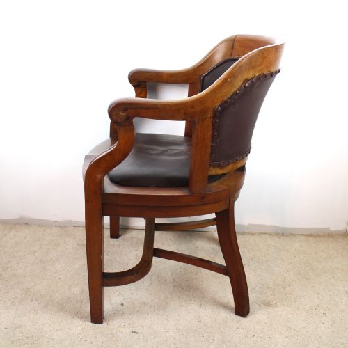VICTORIAN WALNUT BOW BACK WIDE DESK ARM CHAIR - ADDITIONAL PHOTO 6
