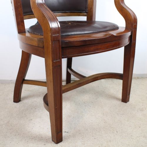 VICTORIAN WALNUT BOW BACK WIDE DESK ARM CHAIR - ADDITIONAL PHOTO 8