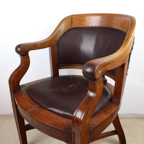 VICTORIAN WALNUT BOW BACK WIDE DESK ARM CHAIR - ADDITIONAL PHOTO 9