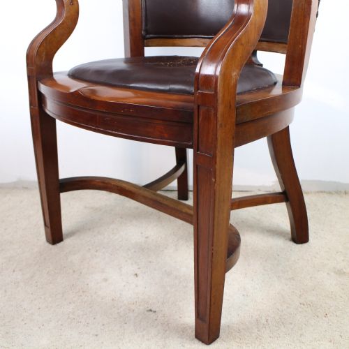 VICTORIAN WALNUT BOW BACK WIDE DESK ARM CHAIR - ADDITIONAL PHOTO 10