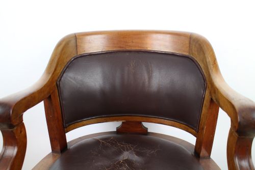 VICTORIAN WALNUT BOW BACK WIDE DESK ARM CHAIR - ADDITIONAL PHOTO 11