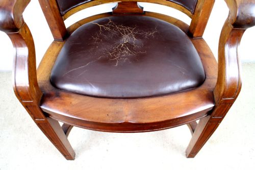 VICTORIAN WALNUT BOW BACK WIDE DESK ARM CHAIR - ADDITIONAL PHOTO 12