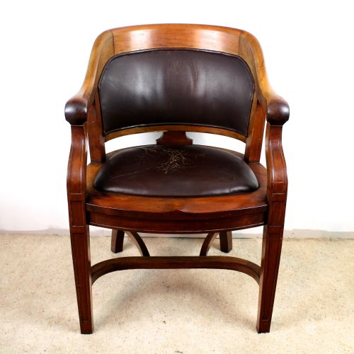 VICTORIAN WALNUT BOW BACK WIDE DESK ARM CHAIR - ADDITIONAL PHOTO 1