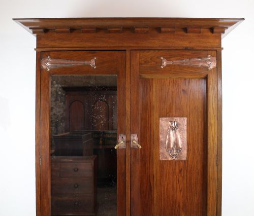 ARTS CRAFTS OAK WARDROBE BY MAPLE CO - ADDITIONAL PHOTO 2