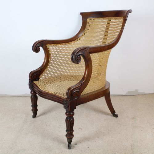 regency mahogany library bergre armchair - CATEGORY: ANTIQUE CHAIRS - DATED 1800