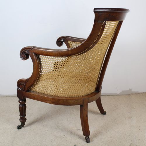 REGENCY MAHOGANY LIBRARY BERGRE ARMCHAIR - ADDITIONAL PHOTO 1