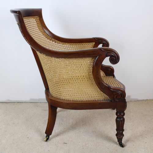REGENCY MAHOGANY LIBRARY BERGRE ARMCHAIR - ADDITIONAL PHOTO 3