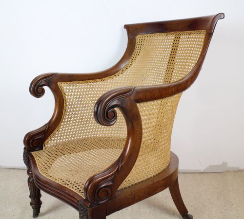 REGENCY MAHOGANY LIBRARY BERGRE ARMCHAIR - ADDITIONAL PHOTO 6
