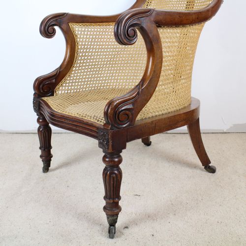 REGENCY MAHOGANY LIBRARY BERGRE ARMCHAIR - ADDITIONAL PHOTO 7