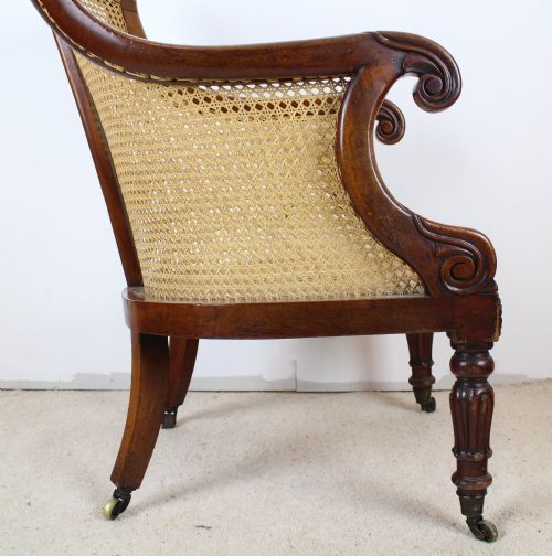 REGENCY MAHOGANY LIBRARY BERGRE ARMCHAIR - ADDITIONAL PHOTO 8