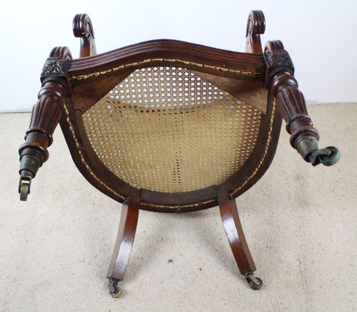 REGENCY MAHOGANY LIBRARY BERGRE ARMCHAIR - ADDITIONAL PHOTO 14