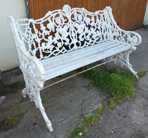 VICTORIAN RUSTIC PATTERN CAST IRON GARDEN SEAT BENCH - ADDITIONAL PHOTO 1