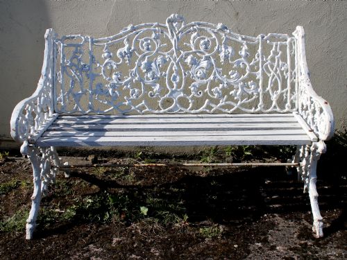 VICTORIAN RUSTIC PATTERN CAST IRON GARDEN SEAT BENCH - ADDITIONAL PHOTO 2