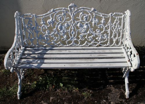 VICTORIAN RUSTIC PATTERN CAST IRON GARDEN SEAT BENCH - ADDITIONAL PHOTO 5
