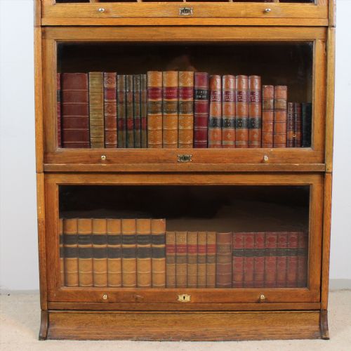 FIVE SECTION HARRIS LEBUS OAK STACKING BOOKCASE C1905 - ADDITIONAL PHOTO 3