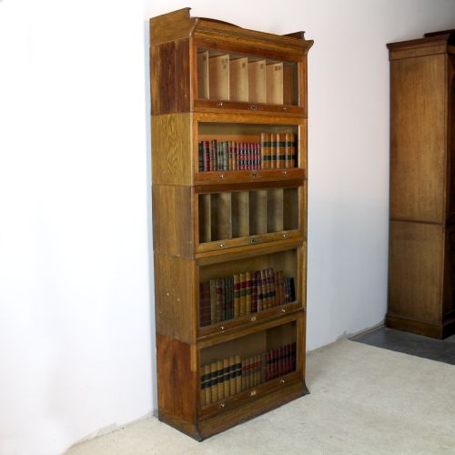 FIVE SECTION HARRIS LEBUS OAK STACKING BOOKCASE C1905 - ADDITIONAL PHOTO 9