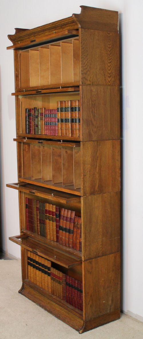 FIVE SECTION HARRIS LEBUS OAK STACKING BOOKCASE C1905 - ADDITIONAL PHOTO 10