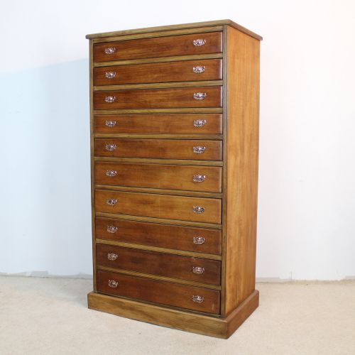 victorian oak wellington style collectors chest - CATEGORY: ANTIQUE CHEST OF DRAWERS - DATED VICTORIAN