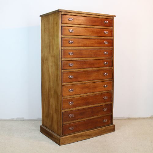 VICTORIAN OAK WELLINGTON STYLE COLLECTORS CHEST - ADDITIONAL PHOTO 7