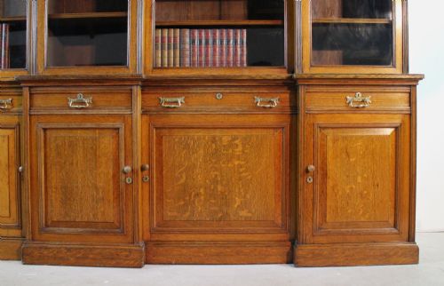 LARGE VICTORIAN OAK DOUBLE BREAKFRONT BOOKCASE MORISON CO 103 WIDE - ADDITIONAL PHOTO 7