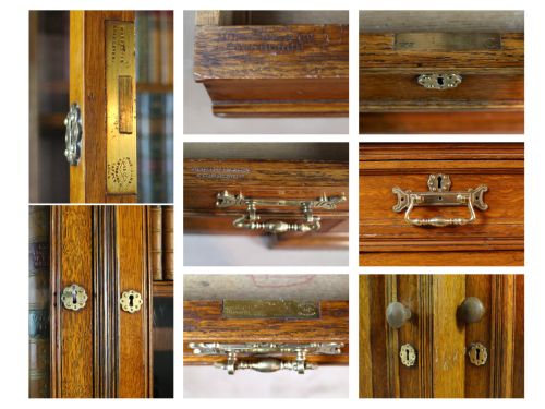 LARGE VICTORIAN OAK DOUBLE BREAKFRONT BOOKCASE MORISON CO 103 WIDE - ADDITIONAL PHOTO 11