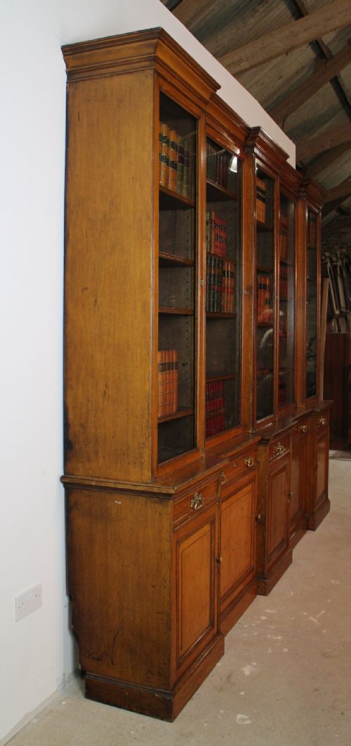 LARGE VICTORIAN OAK DOUBLE BREAKFRONT BOOKCASE MORISON CO 103 WIDE - ADDITIONAL PHOTO 13