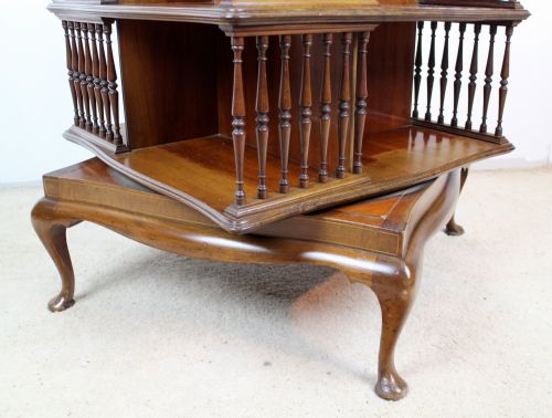 EDWARDIAN MAHOGANY INLAID SERPENTINE REVOLVING BOOKCASE - ADDITIONAL PHOTO 5