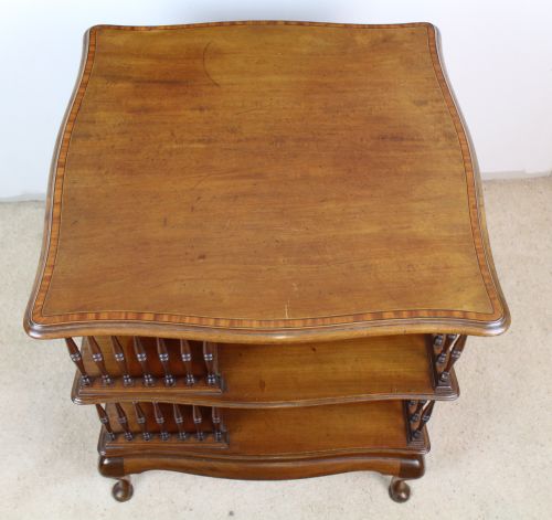 EDWARDIAN MAHOGANY INLAID SERPENTINE REVOLVING BOOKCASE - ADDITIONAL PHOTO 6